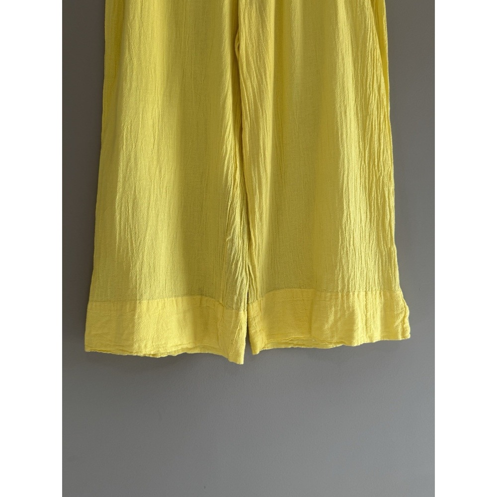 Oh My Gauze Wide Leg Pants Crop Pull On Elastic Sz 2/XL Beach Lagenlook Yellow - Picture 3 of 13